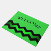 緑と黒のアクセント（明るい緑の歓迎） ドアマット (アングル)