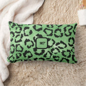 緑と黒のアニマルプリント腰枕 ランバークッション (ブランケット)