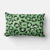 緑と黒のアニマルプリント腰枕 ランバークッション (正面)