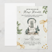 緑と黒のイラストが入った新築祝いの招待状 招待状 (正面/裏面)