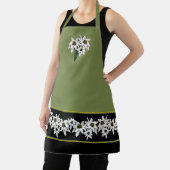 緑と黒のエーデルワイス花大人エプロン エプロン (インサイチュ)