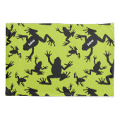 緑と黒のカエルのパターンの子供 枕カバー (裏面)