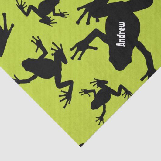 緑と黒のカエルのパターンの子供 薄葉紙 (詳細)