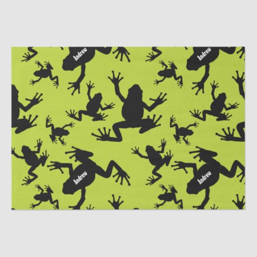 緑と黒のカエルのパターンの子供 薄葉紙 (正面)