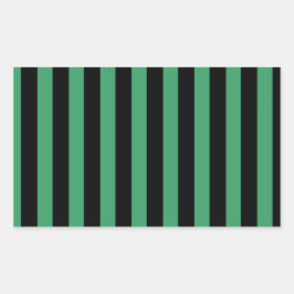 緑と黒のキャンディストライプー 長方形シール
