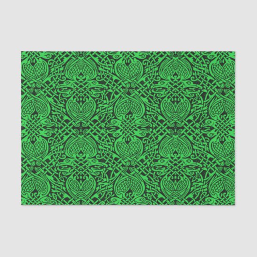 緑と黒のケルト結び糸細工 薄葉紙 (正面)