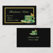 緑と黒のコーヒーカップ名刺 名刺 (正面/裏面)