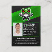 緑と黒のサッカーのトレーディングカードカスタムのロゴ コーリングカード (裏面)