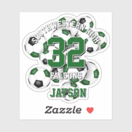 緑と黒のサッカーチームカラー少年少女 シール