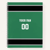 緑と黒のサッカーチームパーソナライズされた ノートブック (正面)