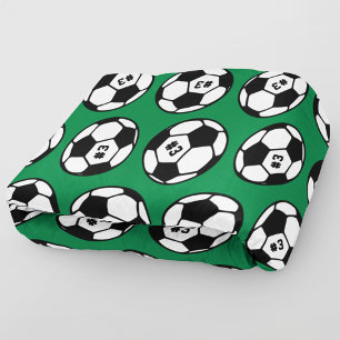 緑と黒のサッカーボールナンバーパターン フリースブランケット