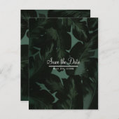 緑と黒のシックなトロピカル葉トロピカルの保存日 案内ポストカード (正面/裏面)