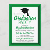 緑と黒のスクールカラーズグラードパーティー インビテーションポストカード (正面)