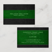 緑と黒のステッチされたヴィンテージレザーテクスチャ 名刺 (正面/裏面)