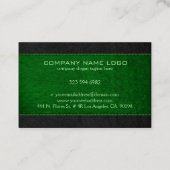 緑と黒のステッチされたヴィンテージレザーテクスチャ 名刺 (裏面)