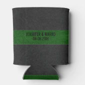 緑と黒のステッチヴィンテージレザー 缶クーラー (裏面)