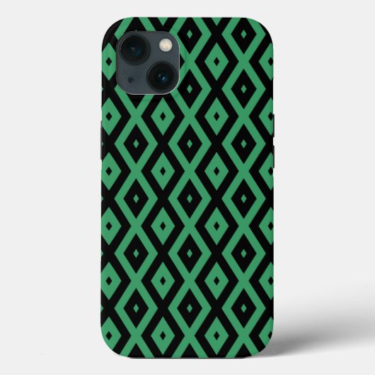 緑と黒のダイヤモンドパターンケースメイトiPhone c Case-Mate iPhoneケース (裏面)