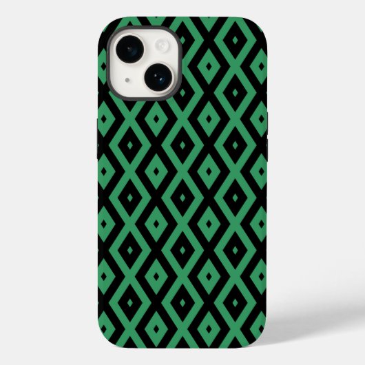 緑と黒のダイヤモンド柄 Case-Mate iPhoneケース (裏面)