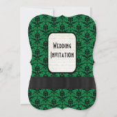 緑と黒のダマスクの結婚式 招待状 (裏面)