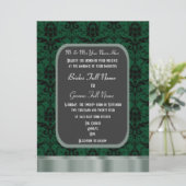 緑と黒のダマスクの結婚式 招待状 (スタンド正面)