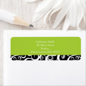 緑と黒のダマスクスワーズ住所 シール (インサイチュ)