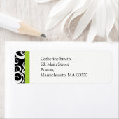 緑と黒のダマスクスワーズ住所 シール (インサイチュ)