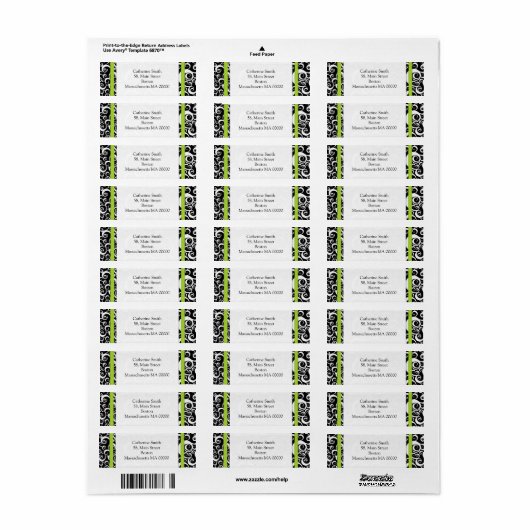 緑と黒のダマスクスワーズ住所 シール (フルシート)