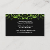 緑と黒のダマスク名刺 名刺 (裏面)