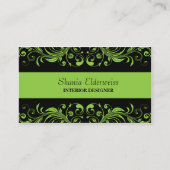 緑と黒のダマスク名刺 名刺 (正面)