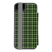 緑と黒のチェック柄パターン INCIPIO iPhoneウォレットケース (フォリオ裏面)