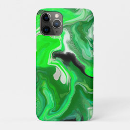緑と黒のデジタル流体アート絵画の流れ iPhone 11 PROケース
