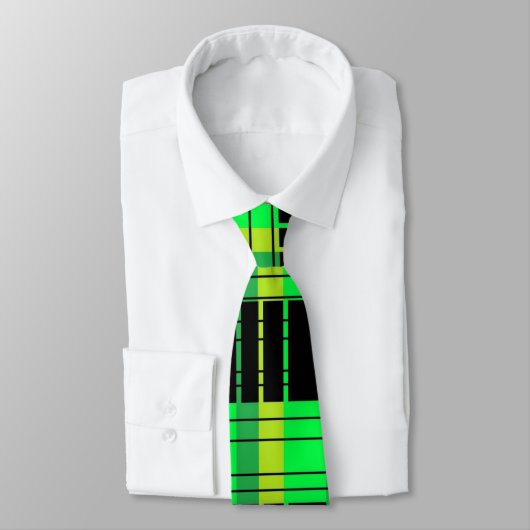 緑と黒のネックタイ抽象芸術格子模様 ネクタイ (タイ)