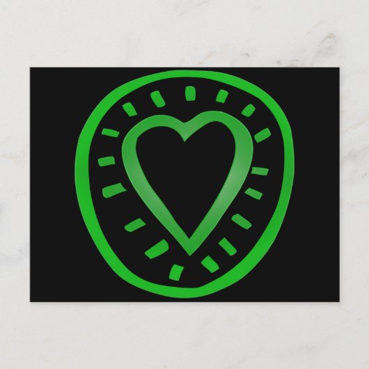 緑と黒のハート2はがき ポストカード (正面)