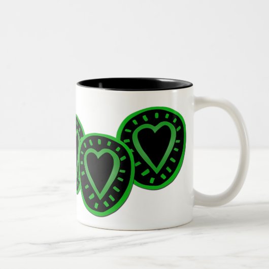 緑と黒のハート3 2トーンマグカップ ツートーンマグカップ (右)