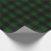 緑と黒のバッファローのプレイドパターン(の模様が)ある ラッピングペーパー (角)
