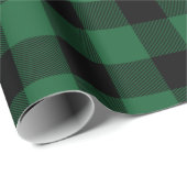 緑と黒のバッファローの牧草地素朴。 ラッピングペーパー (ロールコーナー)
