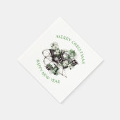 緑と黒のバッファローチェックそり及びパッケージ スタンダードカクテルナプキン (角)