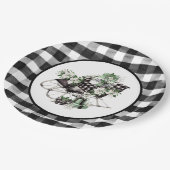 緑と黒のバッファローチェックそり及びパッケージ ペーパープレート (アングル)