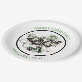 緑と黒のバッファローチェックそり及びパッケージ ペーパープレート (アングル)