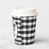 緑と黒のバッファローチェックそり及びパッケージ 紙コップ (左)