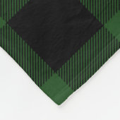 緑と黒のバッファローチェックモノグラム フリースブランケット (角)