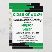 緑と黒のバーワンフォトグラードパーティー 招待状 (正面/裏面)