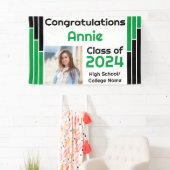 緑と黒のバー1枚の写真卒業 横断幕 (インサイチュ)