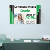 緑と黒のバー1枚の写真卒業 横断幕 (トレードショー)