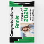 緑と黒のバー1枚の写真卒業 横断幕 (縦)