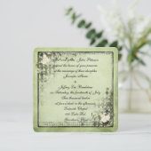 緑と黒のフローラヴィンテージフレーム 招待状 (スタンド正面)