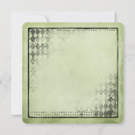 緑と黒のフローラヴィンテージフレーム 招待状 (裏面)