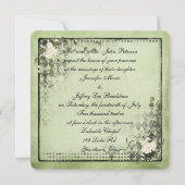 緑と黒のフローラヴィンテージフレーム 招待状 (正面)