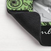 緑と黒のフローラ渦巻き マウスパッド (コーナー)