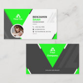 緑と黒のプロフェッショナルプレーン名刺 名刺 (正面/裏面)